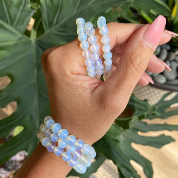 Natural Opalite 8mm Round Beaded Balance Stretch Healing Reiki Chakra Bracelet - Picture 1 of 4